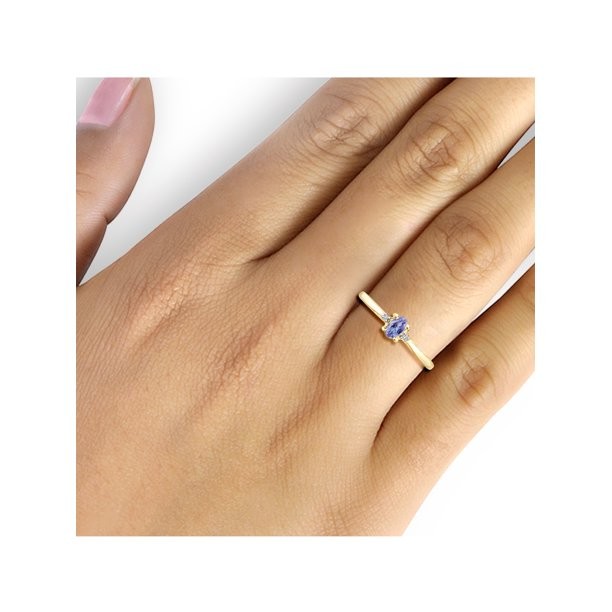 Обручальное кольцо веревочки Tanzanite 0.06CTW в желтом золоте 14K