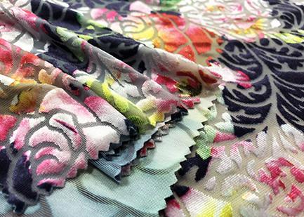 2 Tone Burnt Out Micro Velvet Fabric For Lady'S Dress Pink Rose 190GSM 94% Polyester