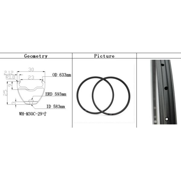 super light only420g30x25mm width MTB carbon rims clincher Mountain bike 29