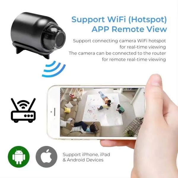 APP Remote Monitoring Mini Camera WiFi With 140° Wideangle 1920*1080p Resolution