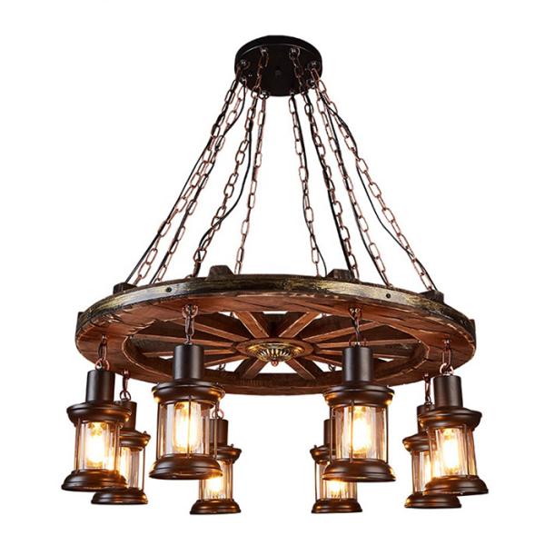 Boat Retro Hanging Lamps Metal Rustic Wooden Retro Chandelier Anti - Corrosion
