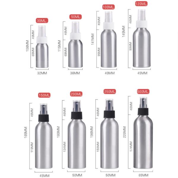 1oz 2oz 3 Oz 30ml 50ml 100ml Refillable Aluminum Fine Mist Spray Bottle Small Cosmetic Perfume