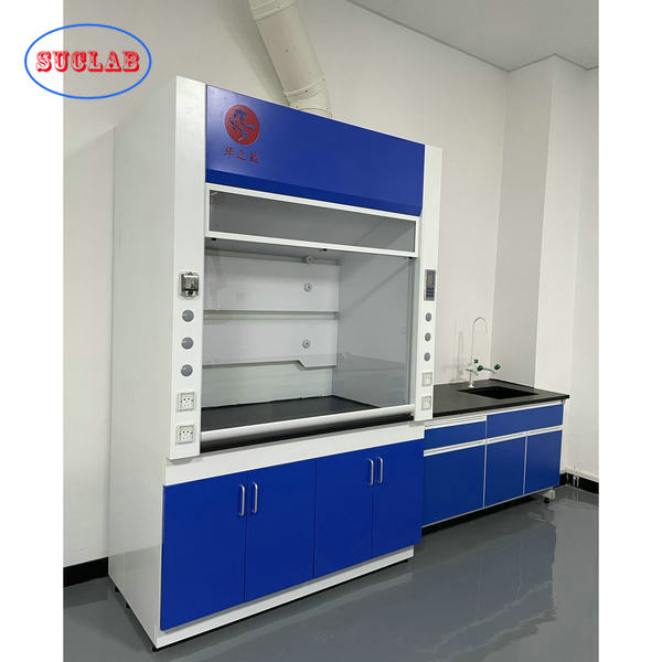 Dark Blue Laboratory Fume Hood With Lower Noise Blower For Ventilation System