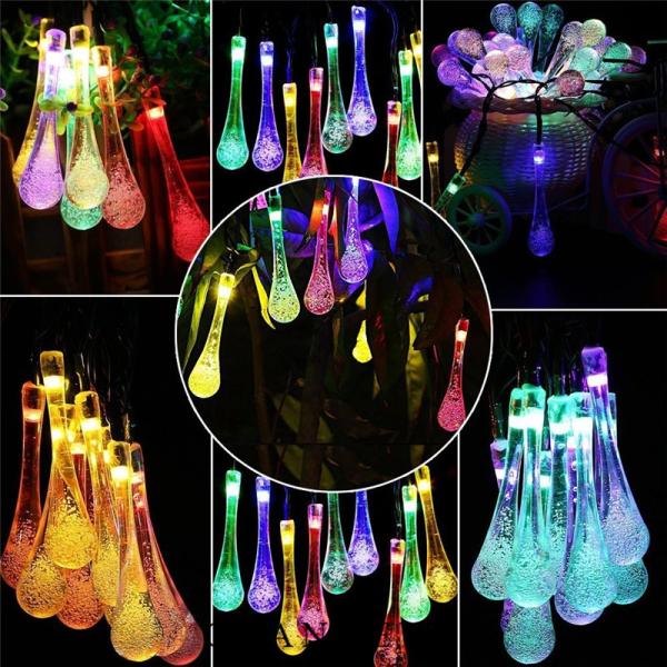 Water Drops Solar LED Christmas Lights 8 Modes Outdoor Garden Landscape Ambiance