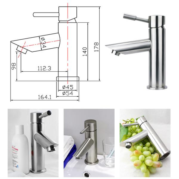 Precision Lost Wax Casting Stainless Steel Faucet Basin Tap Satin Finish For Bathroom