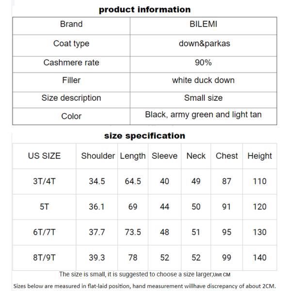 Bilemi Camel Solid Color Boys Parkas Fashion Warm Long Down Jacket Kids Winter Coats