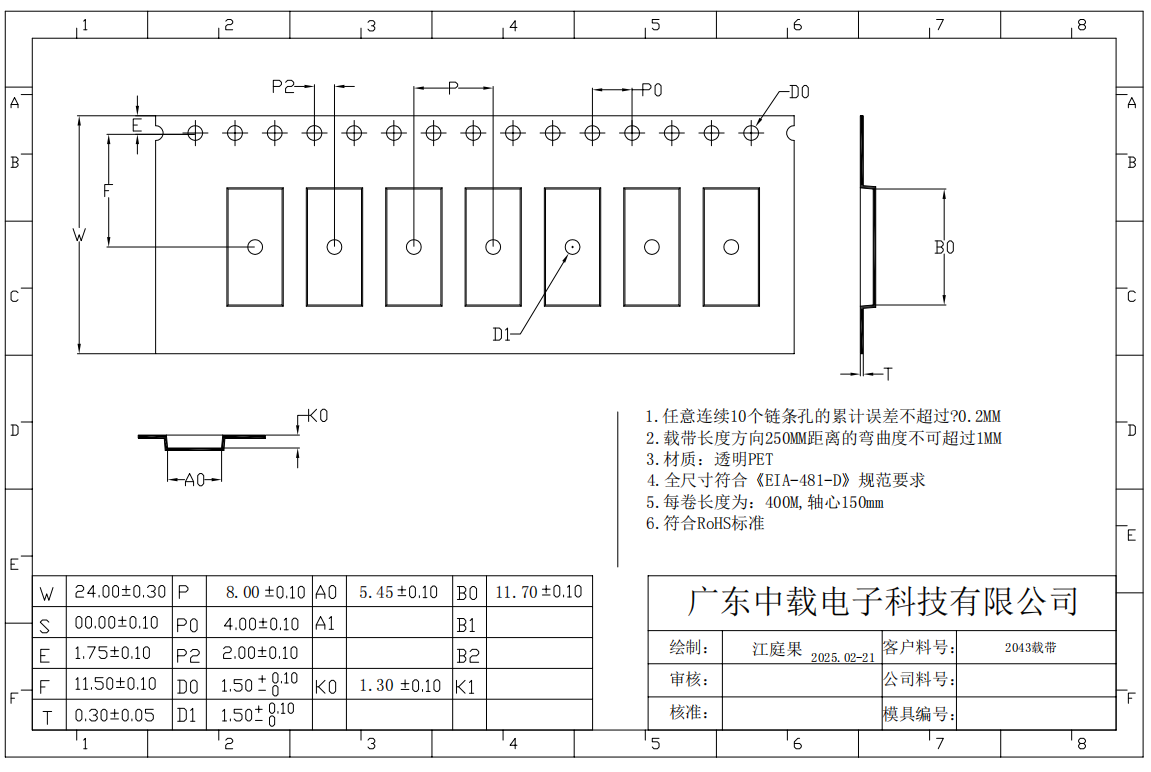 Clear Embossed Carrier Tape Stable Performance Electronic Component Carrier Tape