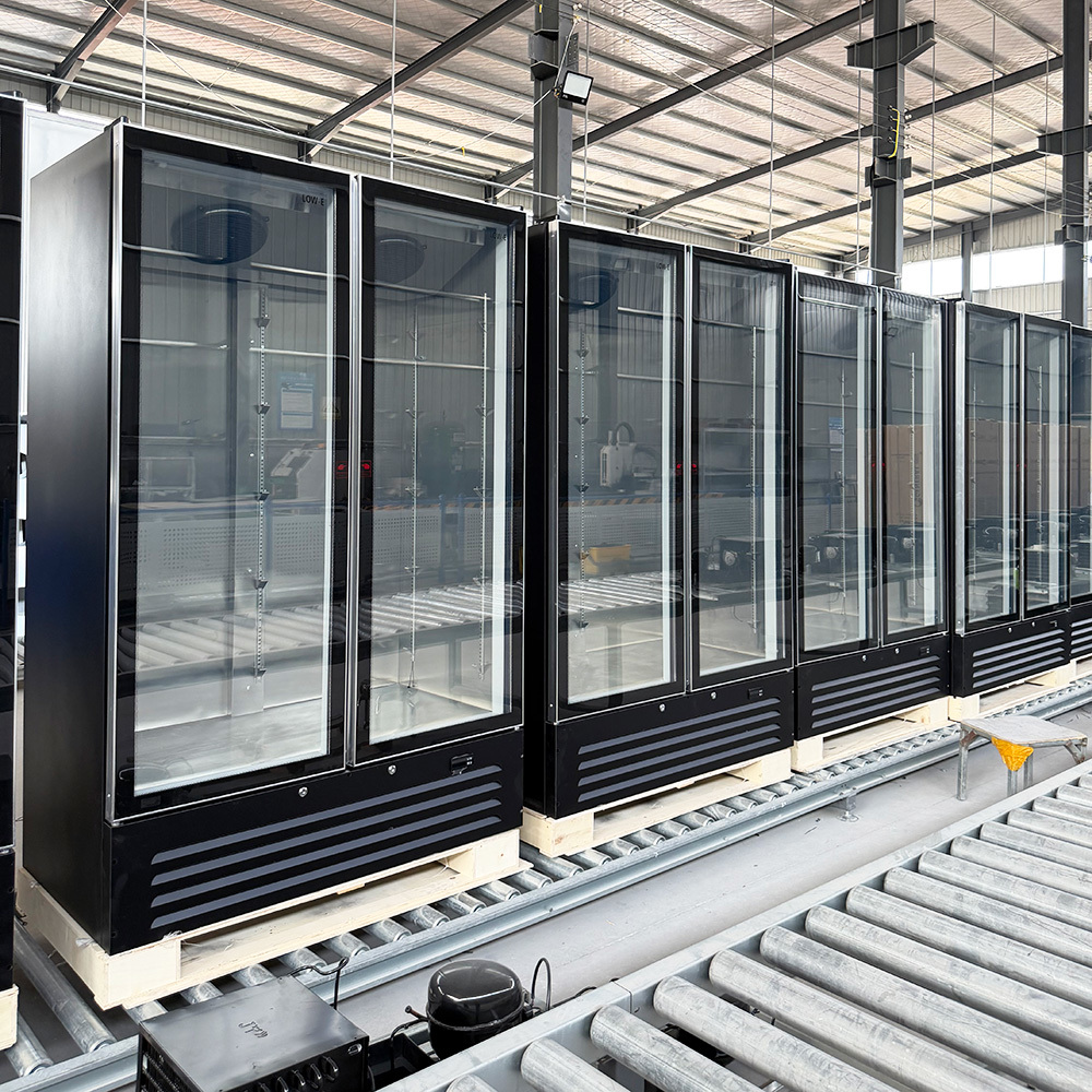 Commercial Beverage Cooler with 420L Large Capacity Fog-Free Double Glass Door and Full Surround LED Lighting