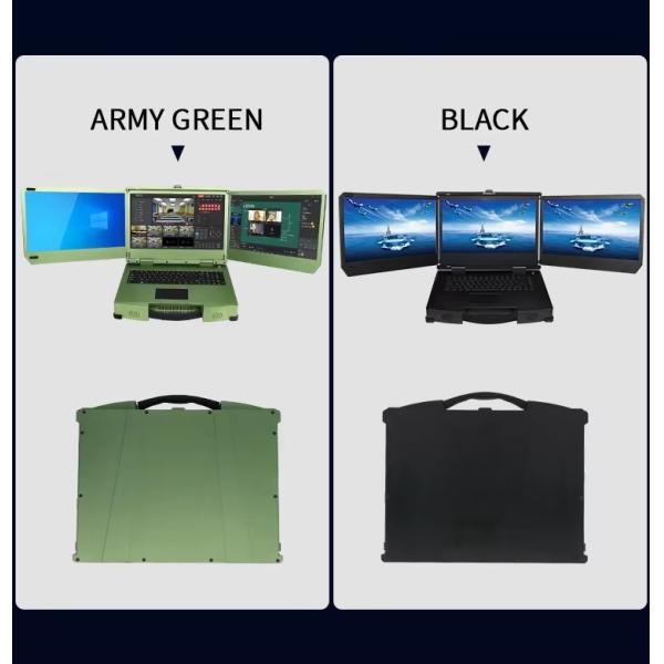 17.3 inch Triple screen military rugged laptop computer core i7 12700T with Nvidia T1000 video card  workstation