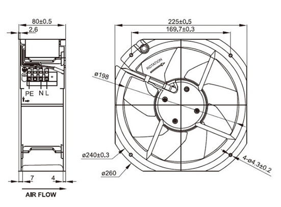 2800 RPM 110V Metal Blade Fans Large Air Flow With 9 Leaves