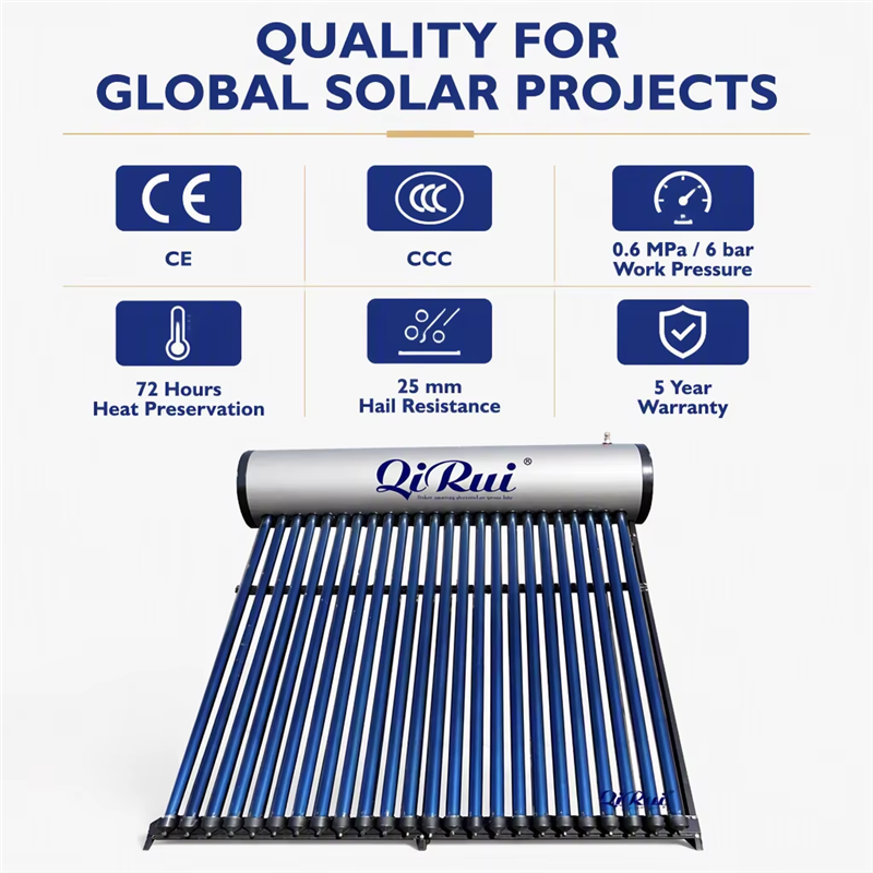 Pressurized Compact Type Stainless Steel Inner Tank Solar Water Heater Heat Pipe Solar Geyser