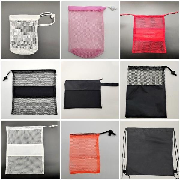 Custom Logo Small Nylon Mesh Net Storage Drawstring Pouch Bag For Sunglasses Carrying