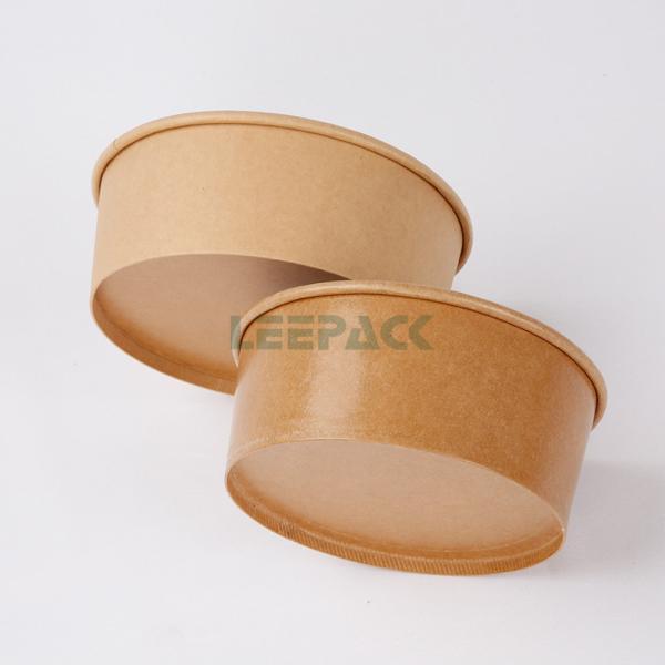 Custom LOGO Printing kraft paper bowl 500ml 1000ml 1300ml take-away food container for salad noodles snacks with lids