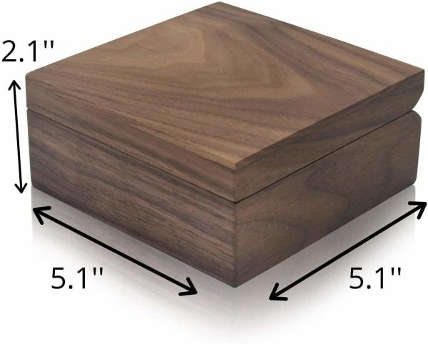 5.1inch personalizou do quadrado de madeira da guarda-joias da noz a caixa de madeira com tampa magnética