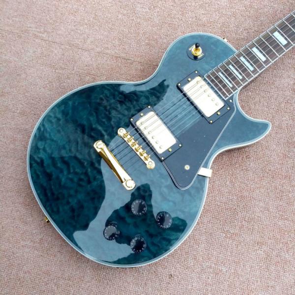 New style high quality custom LP Style electric guitar Gold Hardware in Blue Quilte Maple Electric Guitar Free Shipping