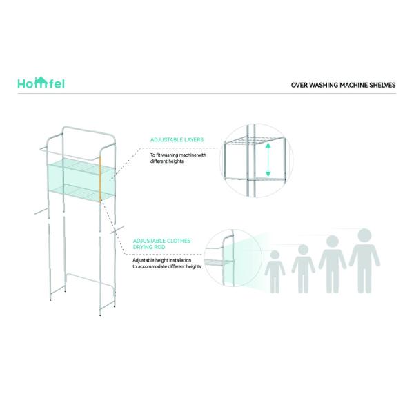 Pull Out Expandable 3-Tier Laundry Room Shelf Over The Washing Machine Storage Rack Space Saver Shelving Units With Rod