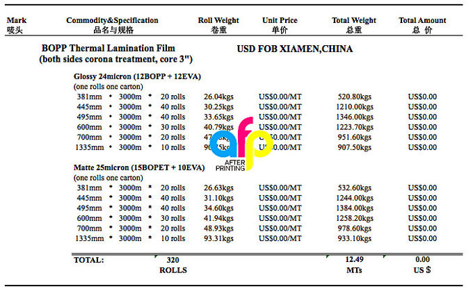 Scratch Free / Scratch Resistant Thermal Lamination Film BOPP Material