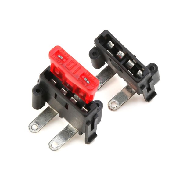 PA66 PCB Mount Blade Fuse Holder with Brass Terminal and Black Finish for Automotive Applications