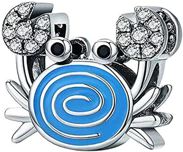 Blue Mermaid Tail & Shell Pearl Charm 925 Sterling Silver Ocean Charm Beads for Bracelet & Necklace