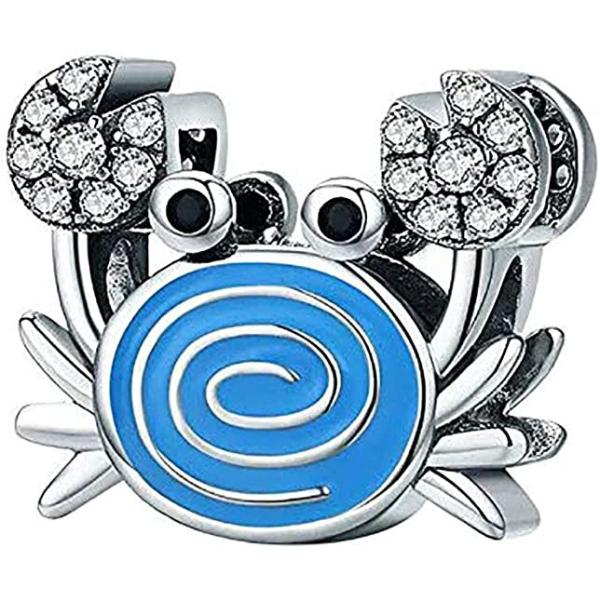 Blue Mermaid Tail & Shell Pearl Charm 925 Sterling Silver Ocean Charm Beads for Bracelet & Necklace