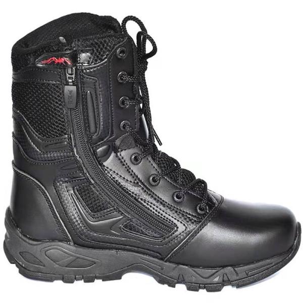 Black Ultralight Military Leather Boots Side Zipper Waterproof
