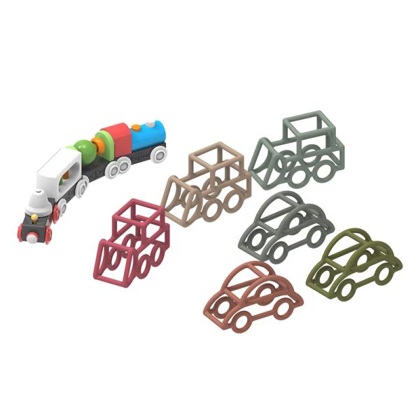 Car Shape Baby Silicone Toys Multi Color Food Grade Nontoxic Material