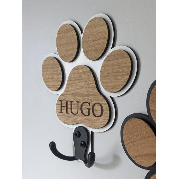Unfinished Birch Wood Dog Paw Print Lead Holder Personalized Pill Storage for Dog Buffs