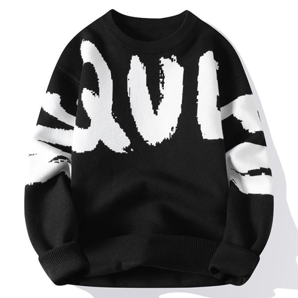 Men's Thickened Sweater in Large Letter Design Perfect for Winter Fashion and Comfort