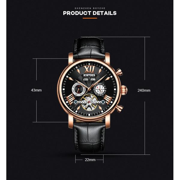 Black Dial Tourbillon Mechanical Watch Solid Stainless Steel Band