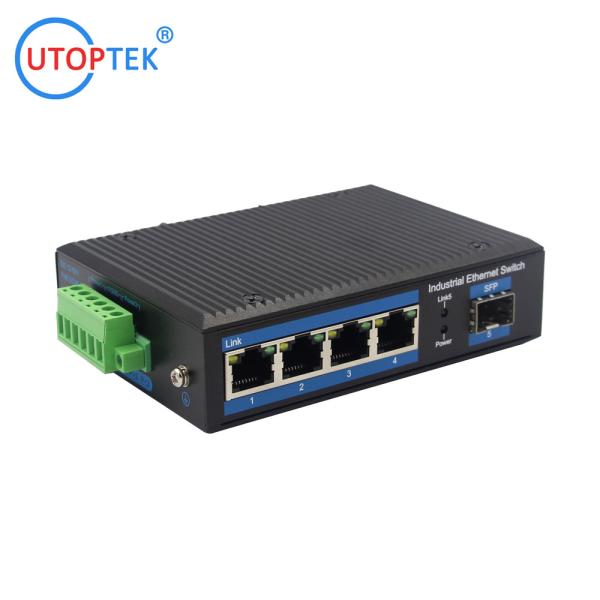 industrial Unmanaged 4x10/100/1000Base-T to 1x1000M-Fx SFP DIN Rail DC12-52V power ethernet switch