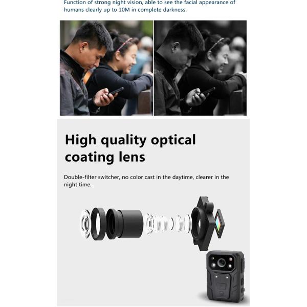 Faça sinal a detectar a força policial armazenamento tático da definição 64GB da câmera HD do corpo