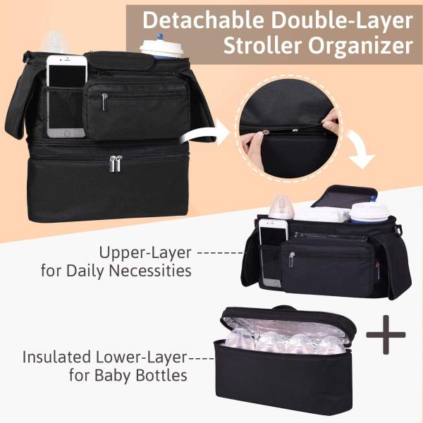 Double Layers Baby Stroller Organizer Bag 0.6kg