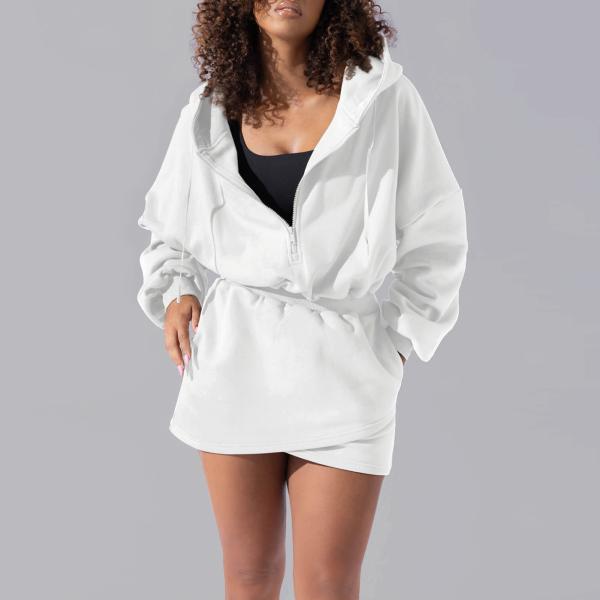 OEM/ODM Приемлемое пользовательское женское половинчатое спортивное мини-свитера зимнее платье с капюшоном