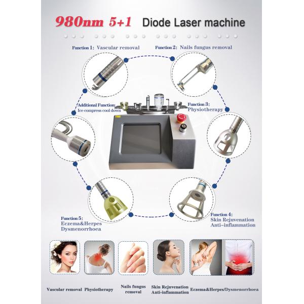 980nm Diode Laser Multifunction Beauty Machine Vascular Removal Gray Color