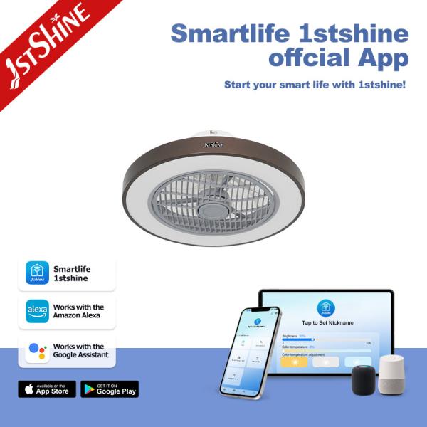 Ventilateur de plafond LED de 20 pouces de couleur grise avec lumière LED et vent naturel