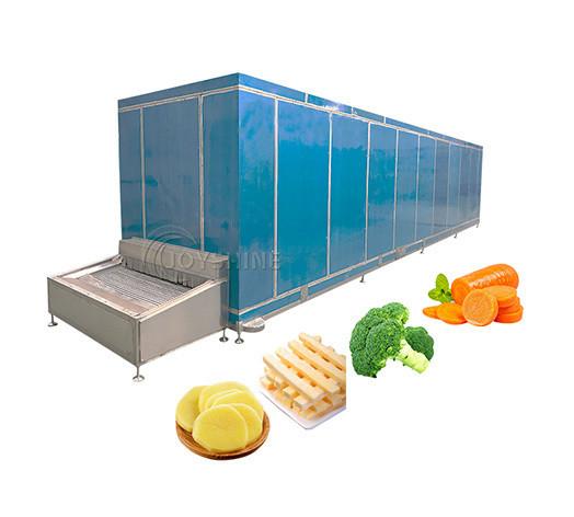 Linha de processamento de vegetais congelados Cinturão congelador IQF com aço inoxidável 304 1000 kg/H