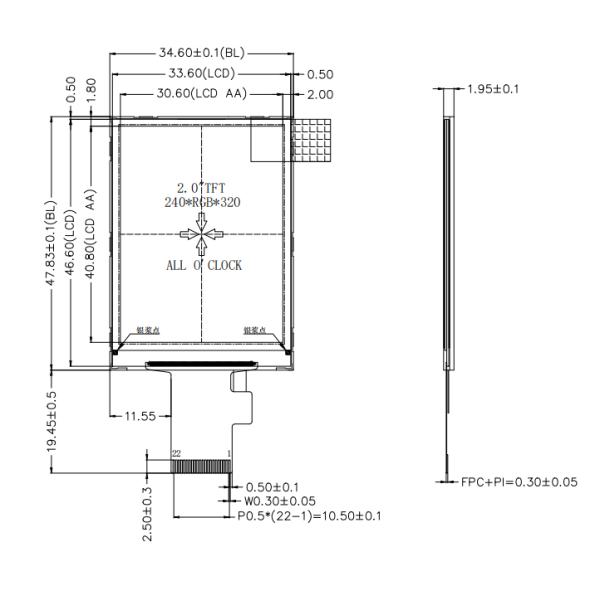 240x320 IPS TFT LCD Screen , 2 Inch TFT Display With MCU 8 BIT interface