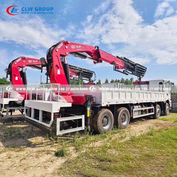 Shacman 8x4 Truck Mounted Knuckle Boom Crane with Brick grab