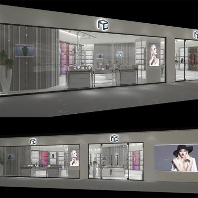 OEM Electroplate Jewelry Shop Furniture Jewellery Glass Counter Display Brushed