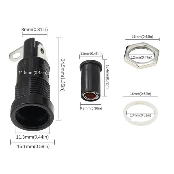 R3-11 H3-11 Электрический AC 250V 10A 5x20mm Стеклянная труба предохранитель винтовой крышки предохранителя