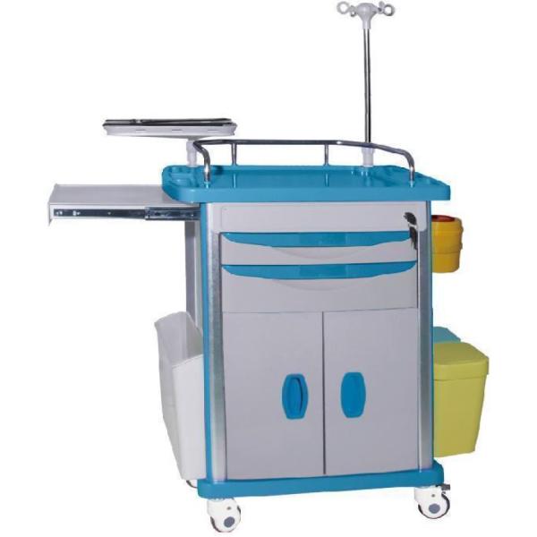 Chariot médical d'urgence de réanimation avec planche de RCP et oxygène