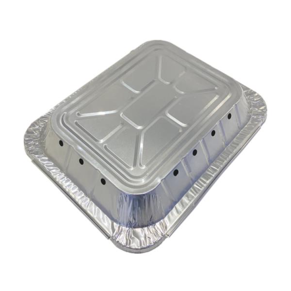 Stackable Silver Foil Food Trays Perforated Aluminum Pan For Grill