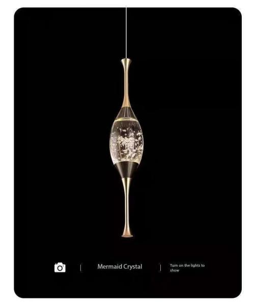 Villa Duplex Staircase Chandelier Long Chandelier Light Luxury Mermaid Crystal New Small Apartment Revolving Chandelier