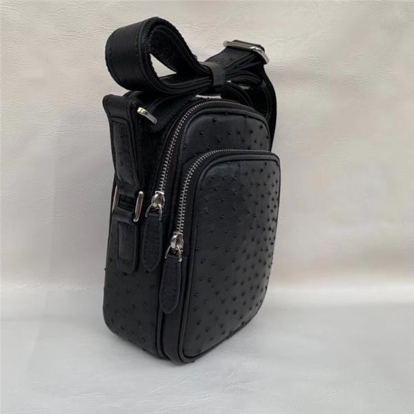 Authentic Real True Ostrich Skin Men Small Leisure Purse Genuine Leather Shoulder Bag Male Casual Mini Crossbody Bag