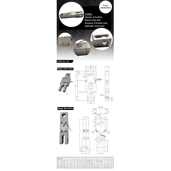 Capteur de charge pour grue dynamométrique 5 tonnes 10 tonnes 20 tonnes 30 tonnes avec surcharge de sécurité et 150% de RO