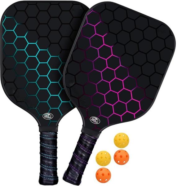 Fiberglass Core Pickleball Training Paddle Black Pickleball Paddle 16mm