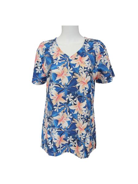 Poly 95 Spandex 5 Medical Uniform Womens Scrub Tops Antimicrobial