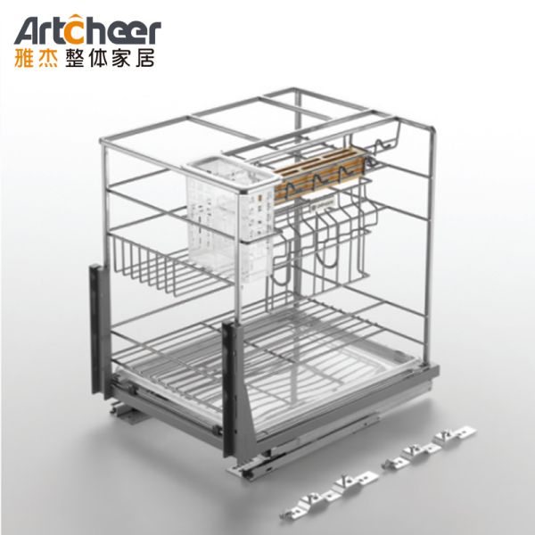 Stainless Steel Kitchen Basket with 304# Material Grade and Modern Design for Cabinet Organizer