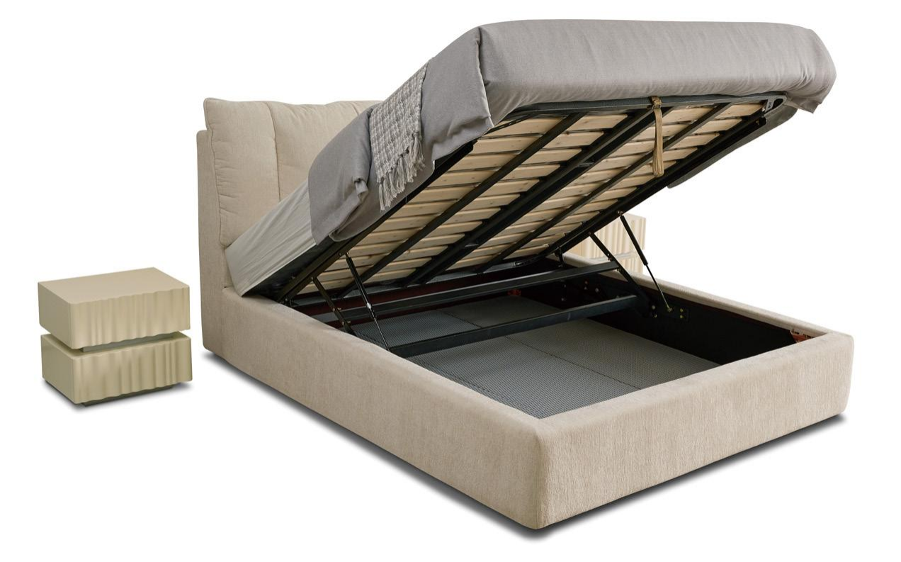 Modern minimalist fabric storage bed , Apartment furniture