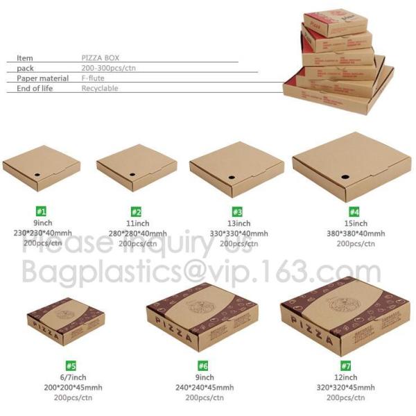 Custom Pizza Packing Paper Box Corrugated With Different Size, Recycle Paper Simple Pizza Package Lunch Box